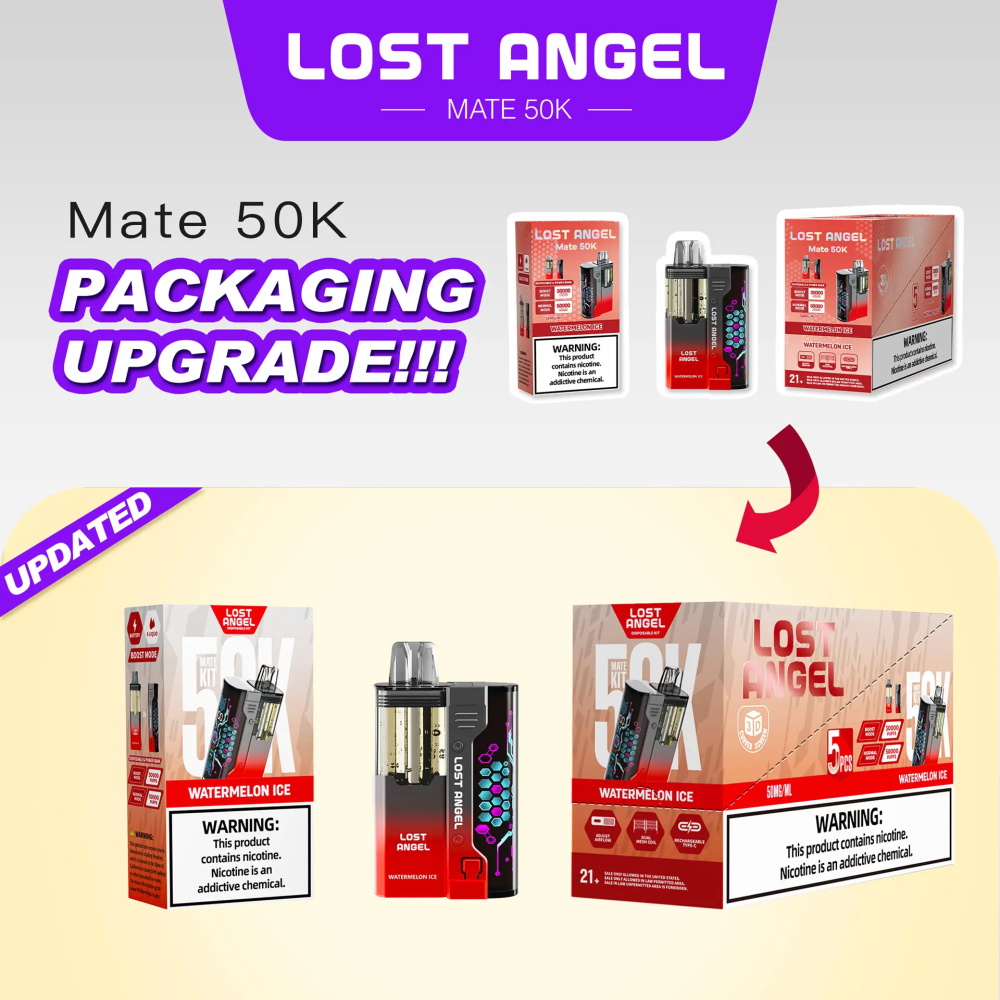 Lost Angel LED Display Screen Nicotine Vaporizer Mate 50k Puffs Electric Cigarette Disposable Vape Pen Pod Device